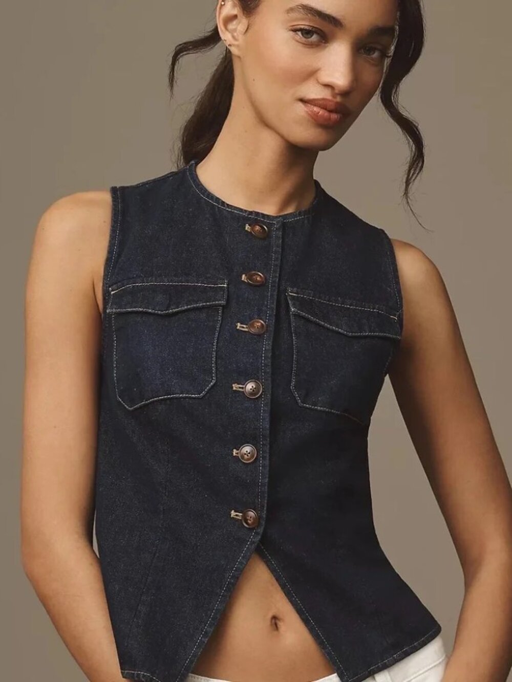 Anthropologie Mare Mare Tailored Denim Vest